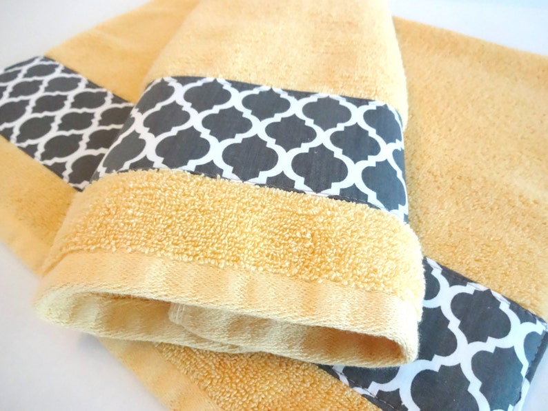 Bath Towels Hand Towels Yellow and Grey Bathroom. Towels Etsy