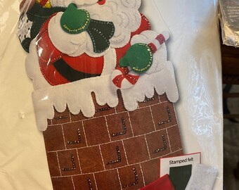 Santa coming down the chimneyfireplace Cookie or Fondant Cutter with built-in imprint