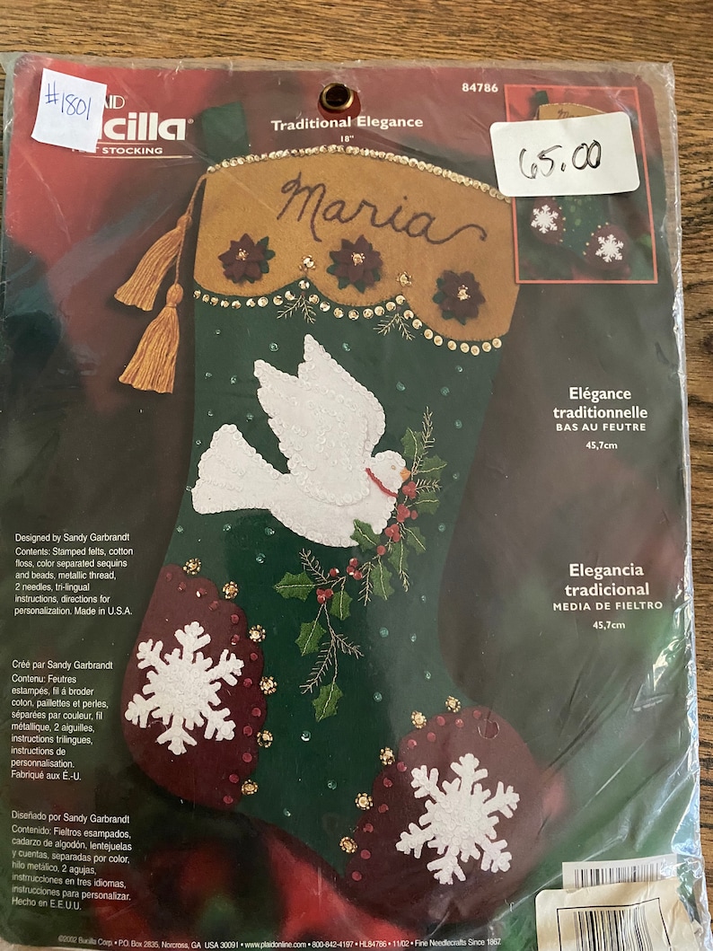 Traditional Elegance Felt Stocking KIT ONLY Bucilla Retired