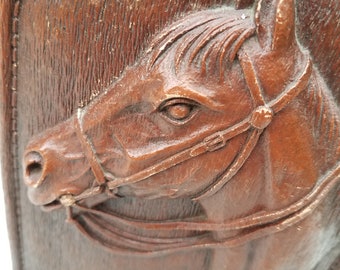 Retro horse head (faux wood) bookend single