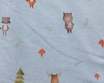 French Terry Waldtiere Fuchs Bär Waschbär Elch hellblau 16,98Eur/m