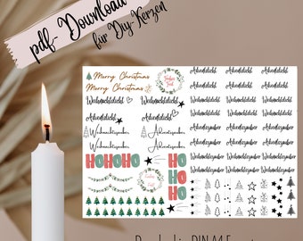 Kerzentattoo Vorlage pdf Download bunte Weihnachten Weihnachtslicht