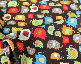 Baumwolle Elefanten braun bunt