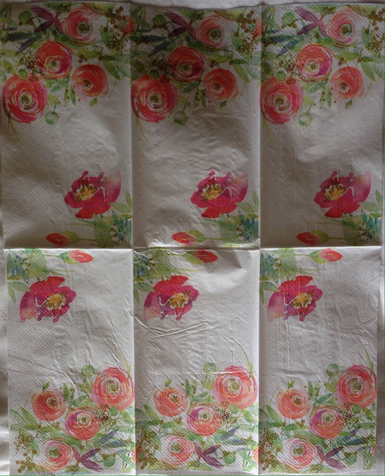 tags etc.. 8 Napkins Decoupage Florals Sunflowers Blooms Roses Botanicals Butterfly Blossoms Garden Perfect for journal pages