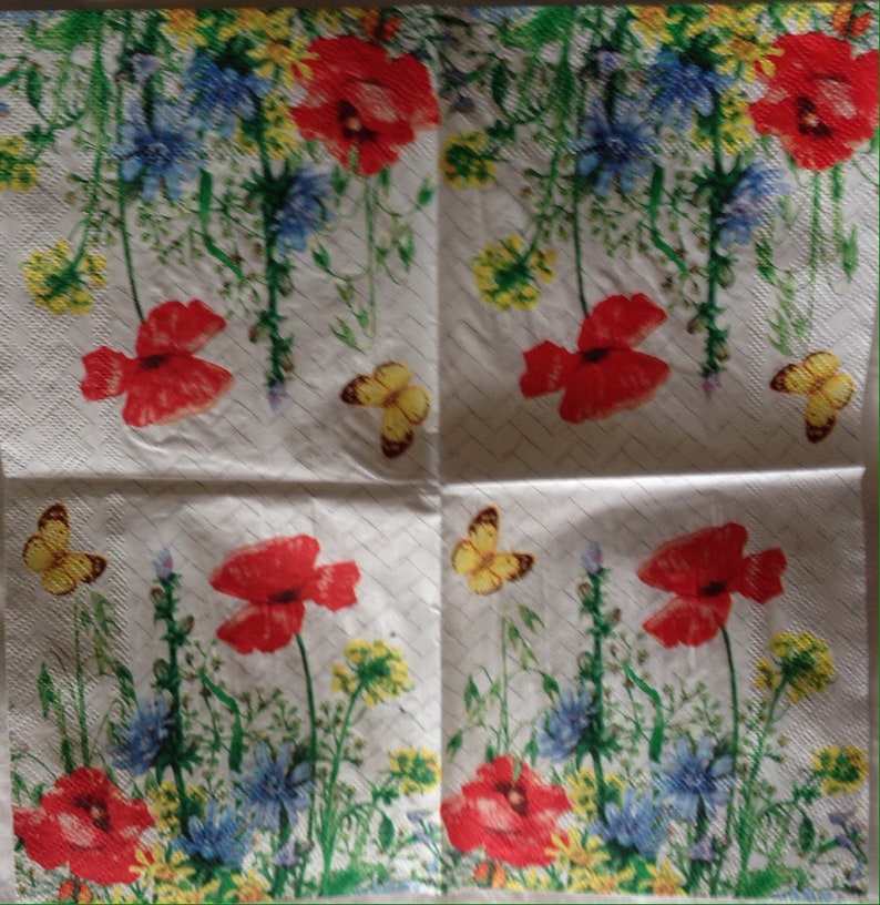 tags etc.. 8 Napkins Decoupage Florals Sunflowers Blooms Roses Botanicals Butterfly Blossoms Garden Perfect for journal pages