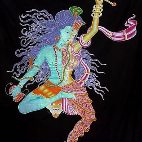 Shiva Shakti Batik Banner Tapestry