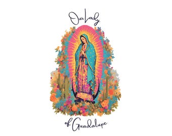 Our Lady of Guadalupe, Virgin Mary, Mexican Themed Clip Art Digital Download PNG for Sublimation Design and Instant Download