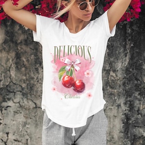 Delicious Cherries Digital Download Clip Art PNG - Vibrant Cherry Design with Coquette Bow for Sublimation and Craft Projects