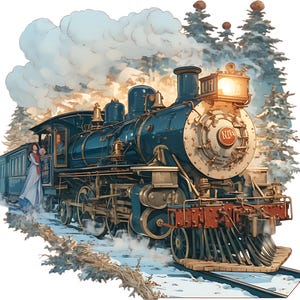 Conjunto de 16 imágenes prediseñadas de trenes con motor de vapor antiguo: descarga digital PNG para proyectos de diseño y manualidades por sublimación