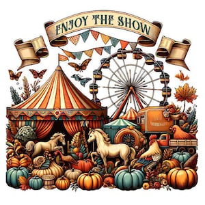 Circus carnaval clipart geniet van de show digitale download voor sublimatie design - circus clipart digitale download, digitale download, digitale download, png