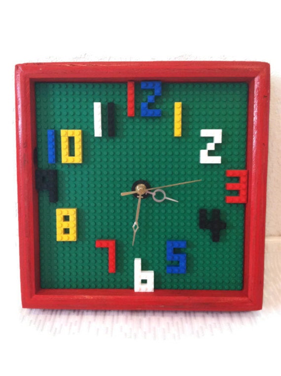 Unique Kids Wall Clock Building Blocks Playroom Wall