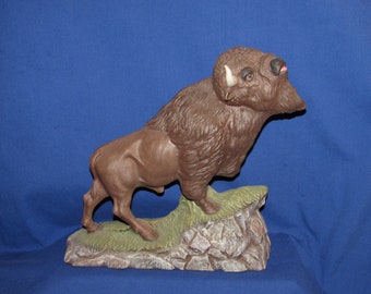 BUFFALO CERAMIC FIGURINE Hand Painted Free Shipping