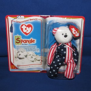 SPANGLE THE BEAR Ty Teenie Beanie 2000 McDonalds International Bears Series 2