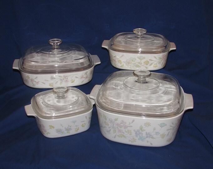CORNING WARE Pastel Bouquet Cookware Set of 4 Pieces With Lids Etsy