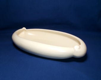 HAEGER CONSOLE DISH White 1960s Shallow Planter Midcentury American Pottery