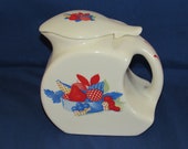 Universal Cambridge CALICO FRUIT PITCHER with Lid 1940s Free Shipping