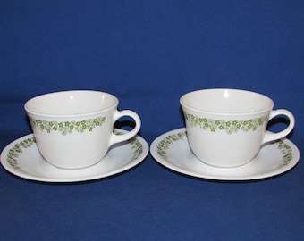 CORELLE CRAZY DAISY Spring Blossom Tea Cup and Saucer 1970s Set of 2 Vintage