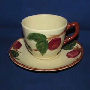 FRANCISCAN APPLE EARTHENWARE Cup and Saucer Set 1940s Free Shipping