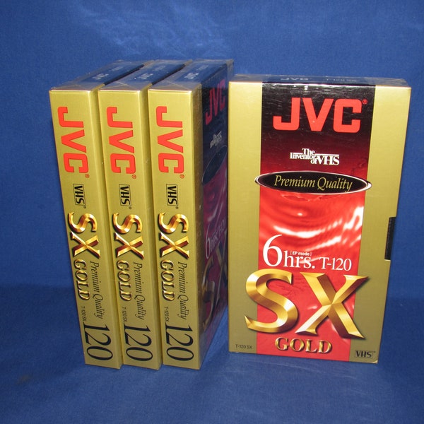 JVC VHS Video Tapes T-120 SX Gold Factory Sealed Blank set of 4