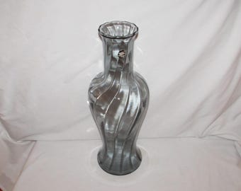 TIARA EXCLUSIVE VASE Smoky Gray Hand-Blown 1985 Large Free Shipping