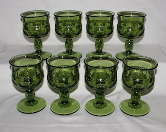 Set of 4 Vtg Indiana Glass Diamond Point Avocado Green 8.oz -  in 2023