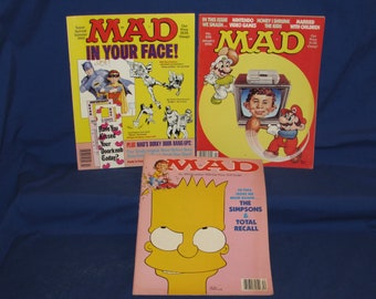 MAD MAGAZINES 1990 Set of 3 Alfred E Neuman Free Shipping