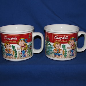CAMPBELL SOUP KIDS Mugs Children in Garden Set of 2 Westwood 1993