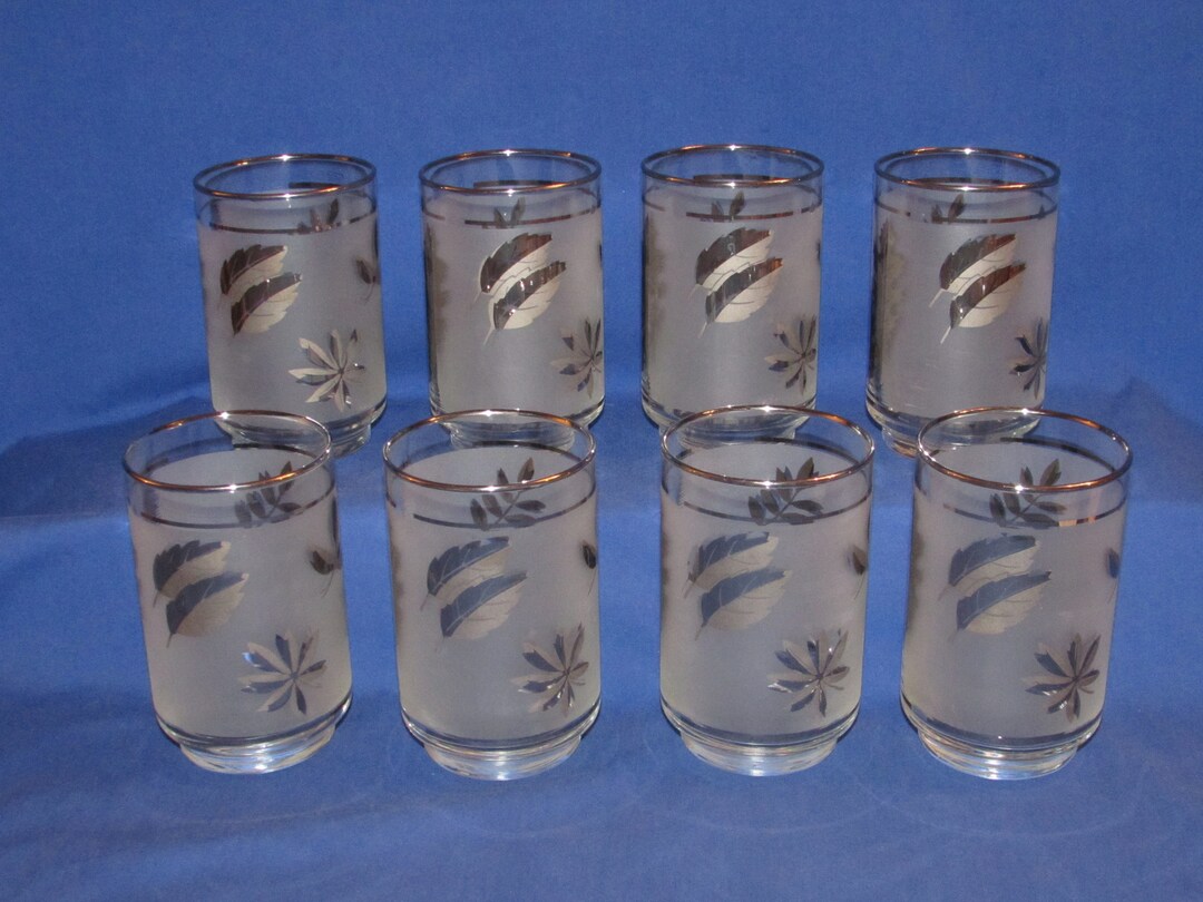 LIBBEY HOSTESS GLASSWARE Silver Foliage Set of 8 Free Shipping Etsy