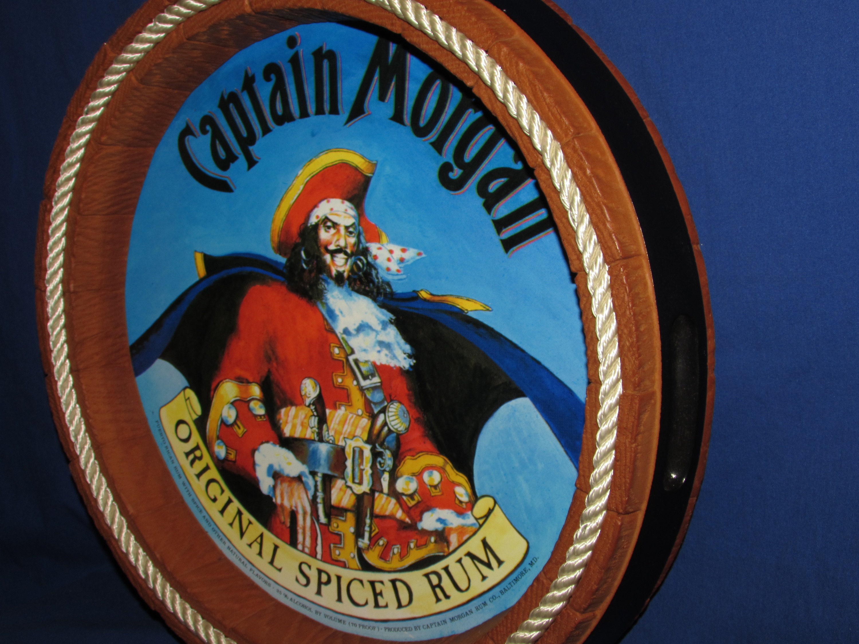 CAPTAIN MORGAN Original Spiced Rum Barrel Top Vintage Advertising Sign ...
