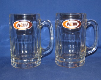 A&W Root Beer Mugs 12 ounces Set of 2 Vintage