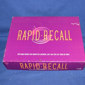 RAPID RECALL GAME 1993 Great Party Game Vintage