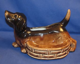 WIENER DOG ORGANIZER Ceramic Planter 50s Dachsund