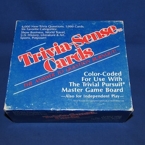 TRIVIA-SENSE CARDS 1984 Add to Your Trivial Pursuit Game Fun Vintage