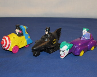 BATMAN Happy Meal Toys 1991 McDonald’s Toy Cars – Batman, Penguin and Joker