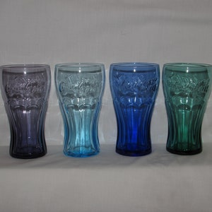 Coca-Cola SODA FOUNTAIN GLASSES Set of 4 Multi-Color 1990s