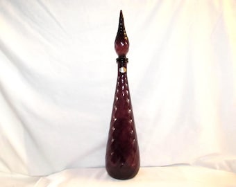 GUILDCRAFT GENIE BOTTLE Amethyst Empoli Glass Decanter 1960s Free Shipping