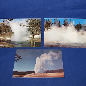 YELLOWSTONE NATIONAL PARK Vintage Postcards 1950s Set of 3 Free Shipping