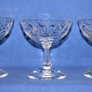 Juego de 5 copas de champán FOSTORIA SPRITE grabadas, década de 1950, envío gratuito imagen 2