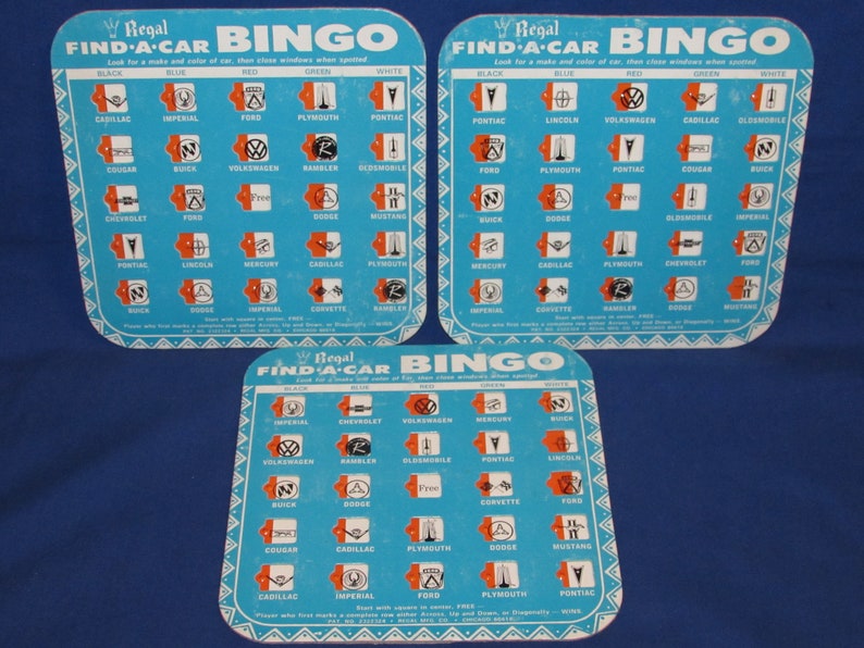 REGAL BINGO CARDS Find a Car Road Trip Game Free Shipping