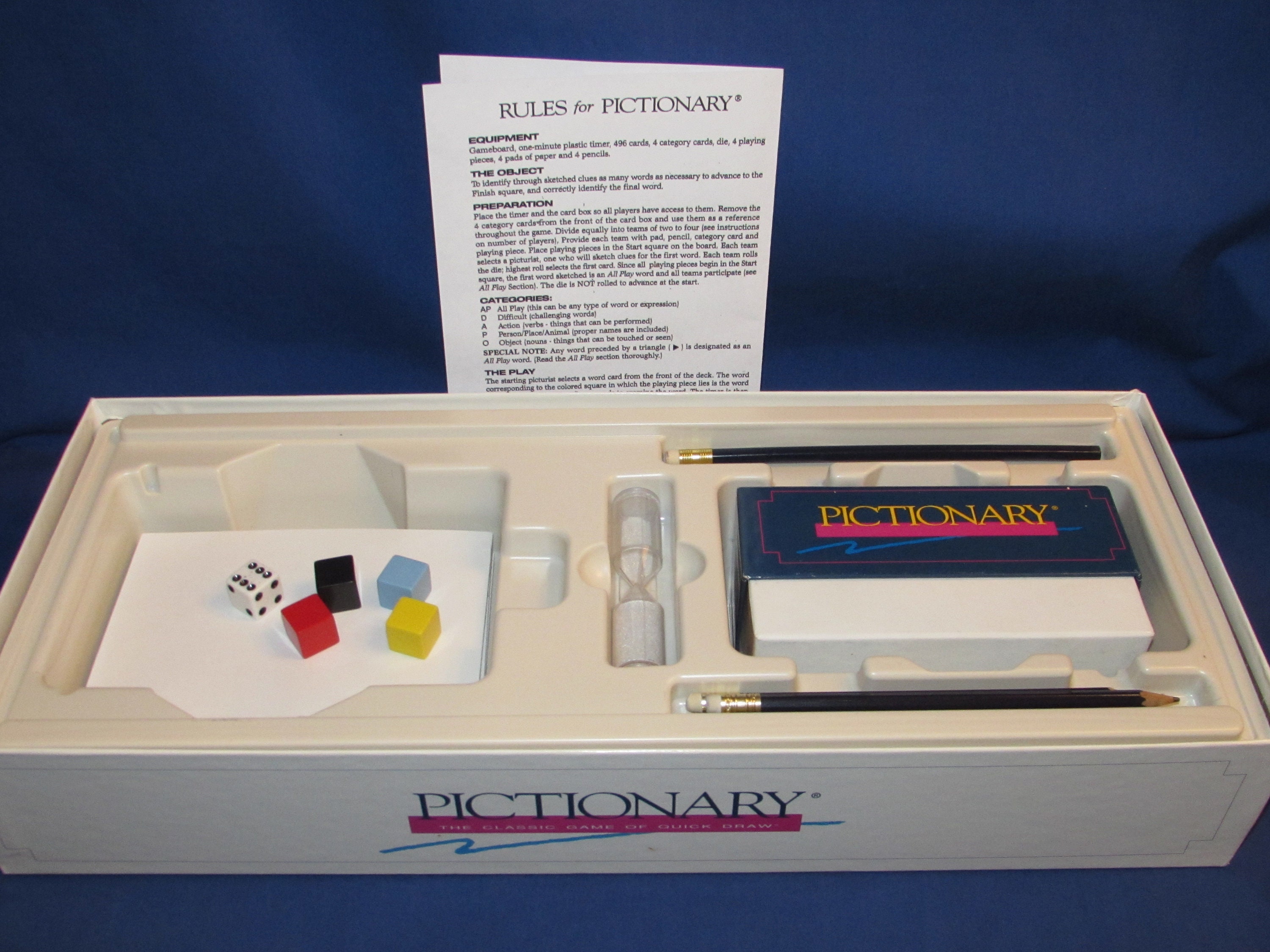 PICTIONARY 1993 Version the Classic Game of Quick Draw Vintage - Etsy