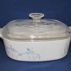 Corning Ware SHADOW IRIS Casserole A-2-B Two Liter with Lid Corningware Vintage