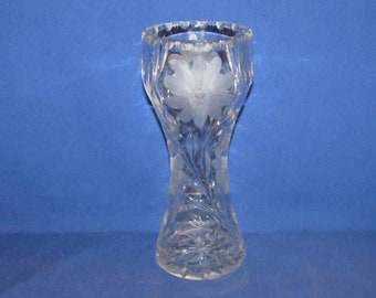 CRYSTAL VASE Intaglio Cut Corset Shaped 1930s Ten Inch Free Shipping