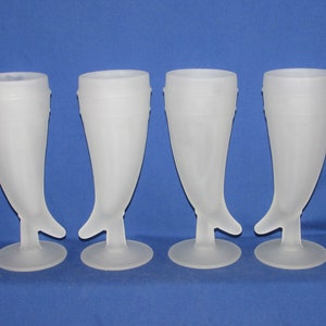 TIARA FROSTED HORN Glasses 1970s Set of 4 Free Shipping
