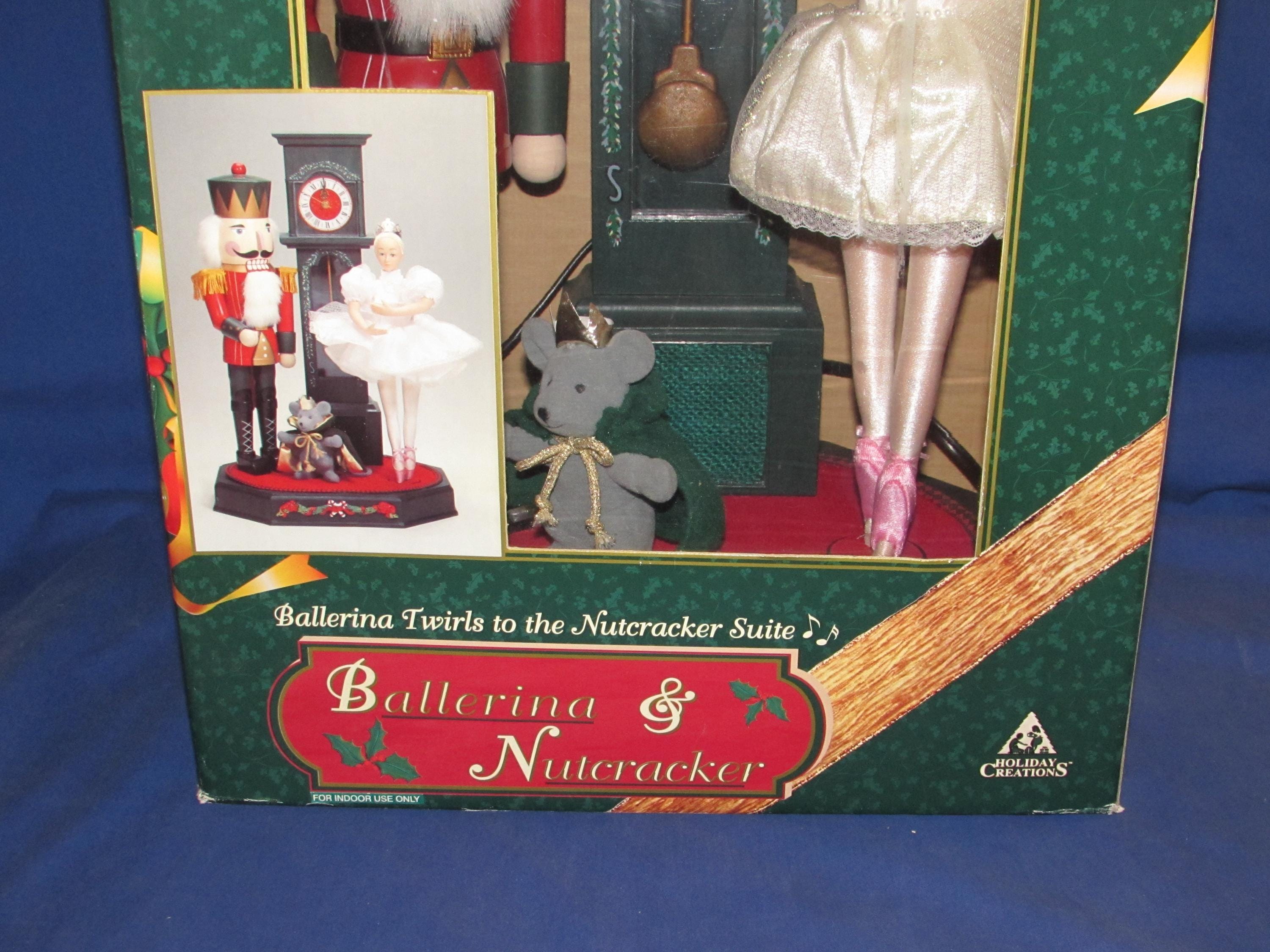 Holiday Creations NUTCRACKER & BALLERINA Animated Musical Seiko Clock ...