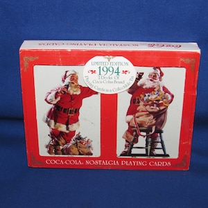 COCA-COLA Santa Playing Cards in Tin Box 1994 Vintage New Free Shipping