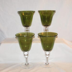 ARTLAND IRIS GOBLETS Irish Sage Seeded Glass 1990s Set of 4 Free Shipping