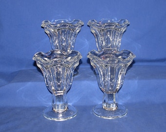 PARFAIT GLASSES Tulip Shaped Heavy glass 1960s Set of 4 Free Shipping