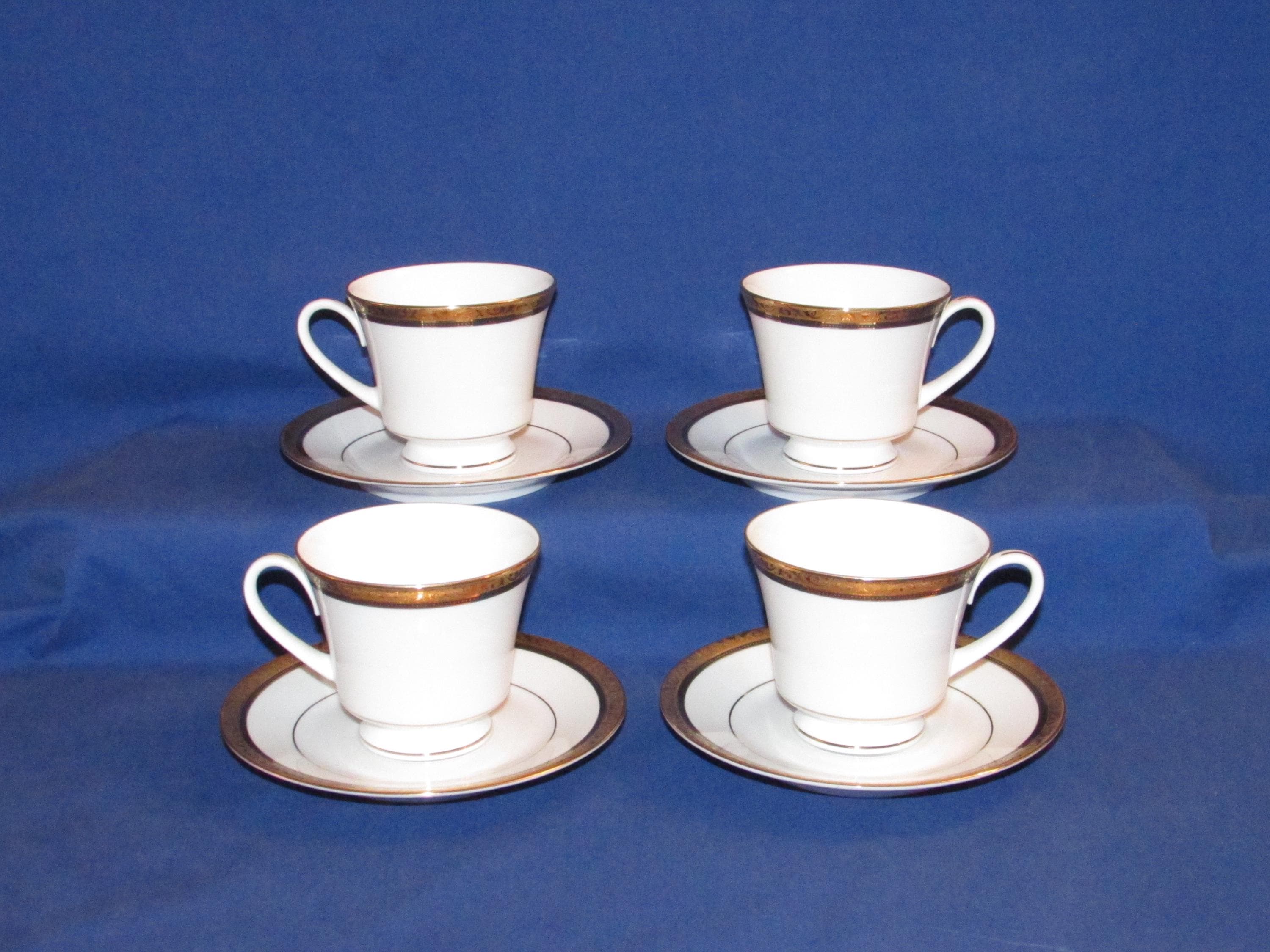 Noritake CONTEMPORARY REGENT GOLD 4 Cups and 4 Saucers 2004 Free