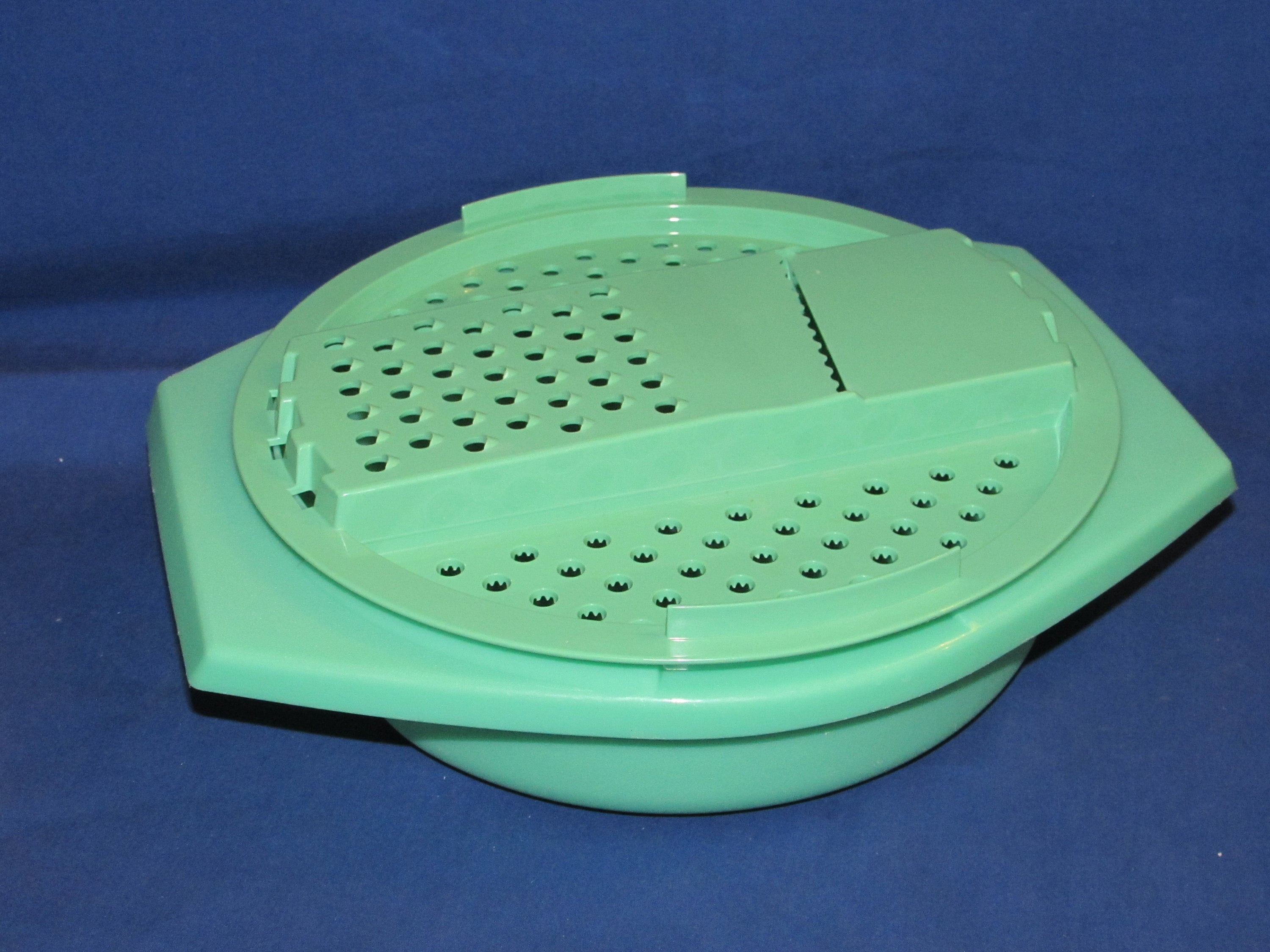 Vintage Tupperware Green Cheese Grater 2 Pieces Mid Century Hard