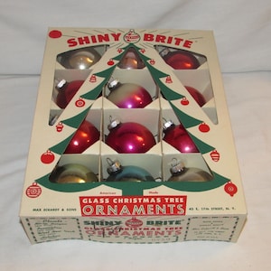 SHINY BRITE ORNAMENTS and Original Box 12 Ornaments
